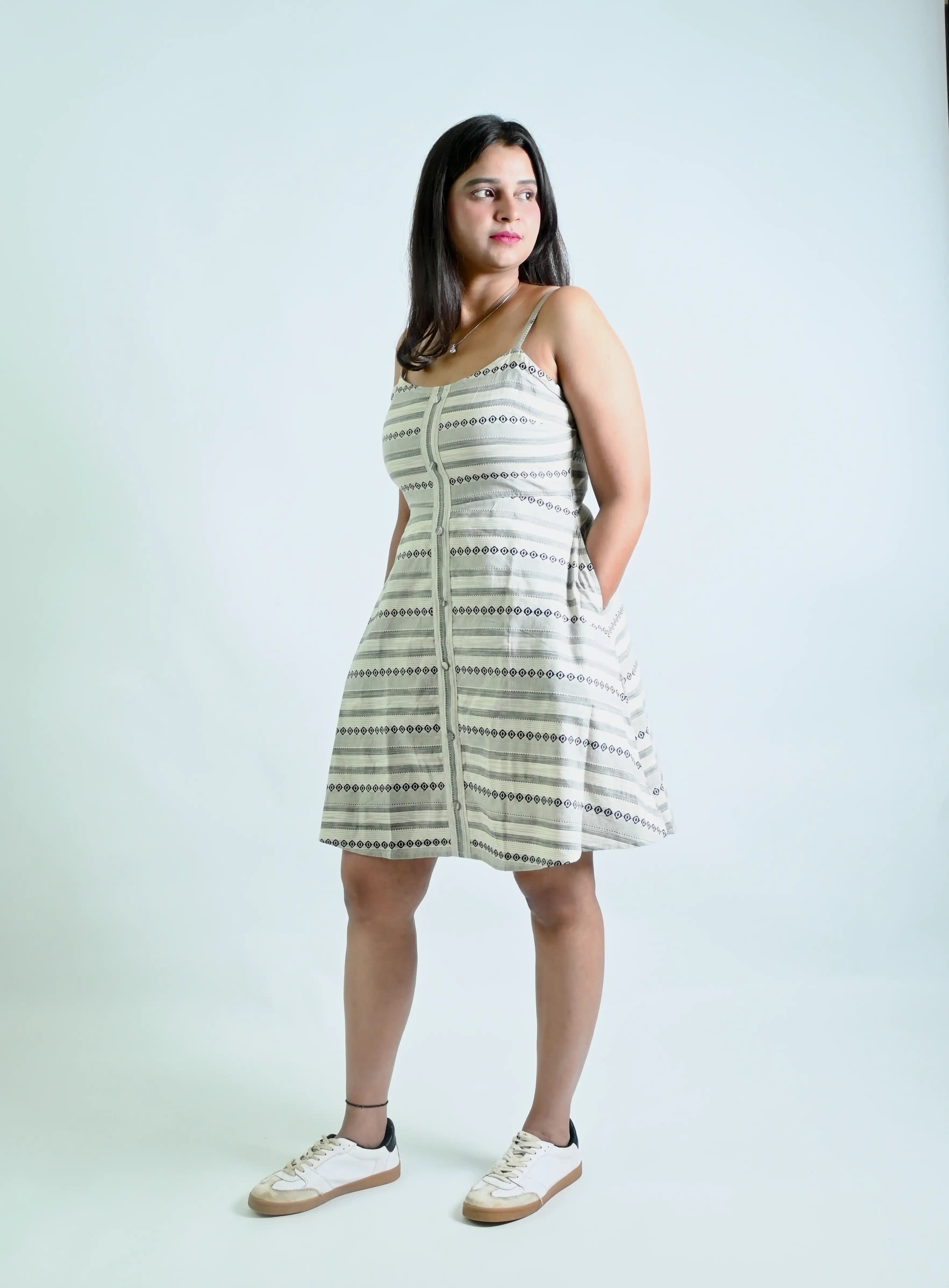 Printed cotton A-line dress