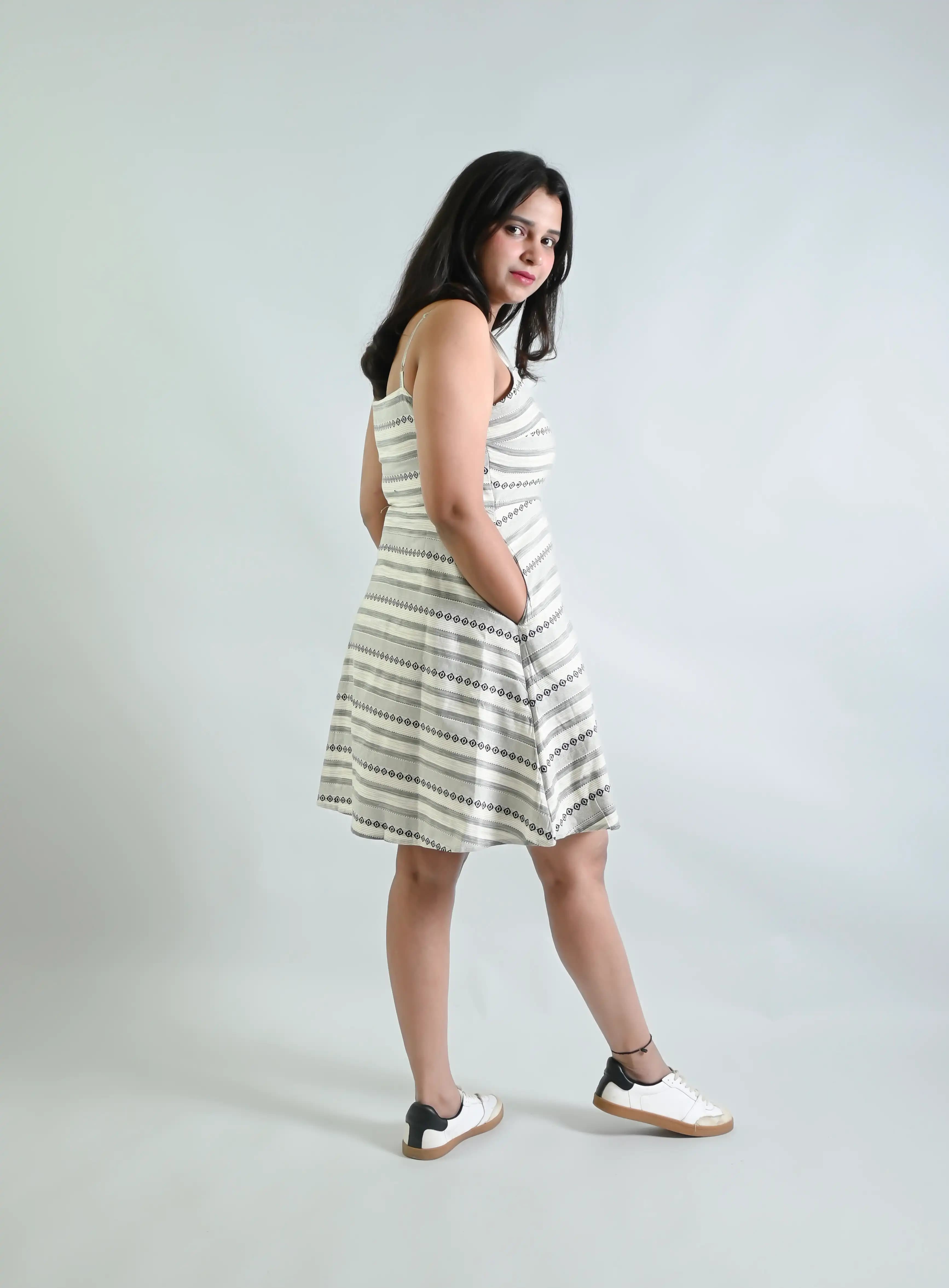Printed cotton A-line dress