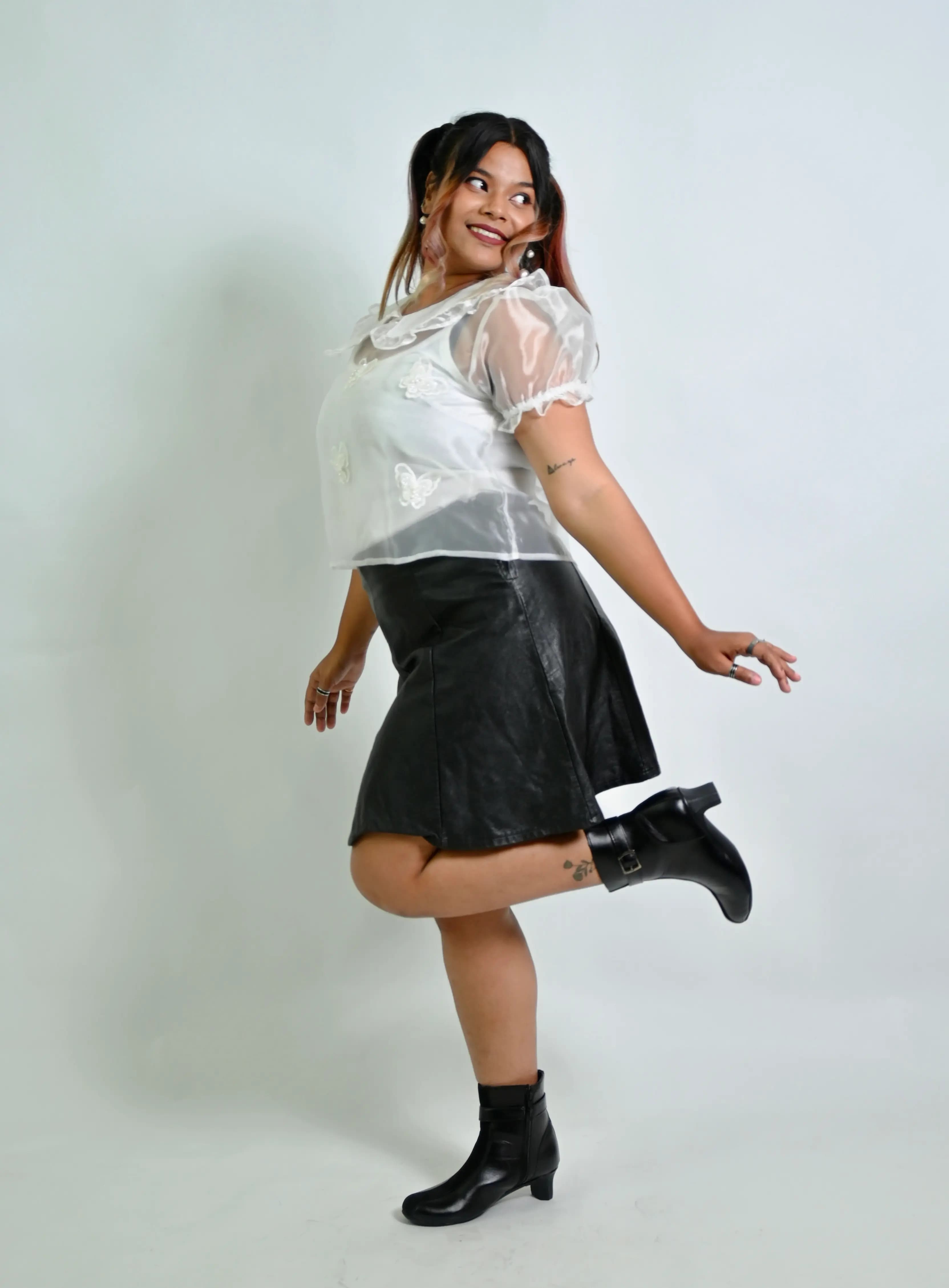 White Organza Peter Pan Collar Top